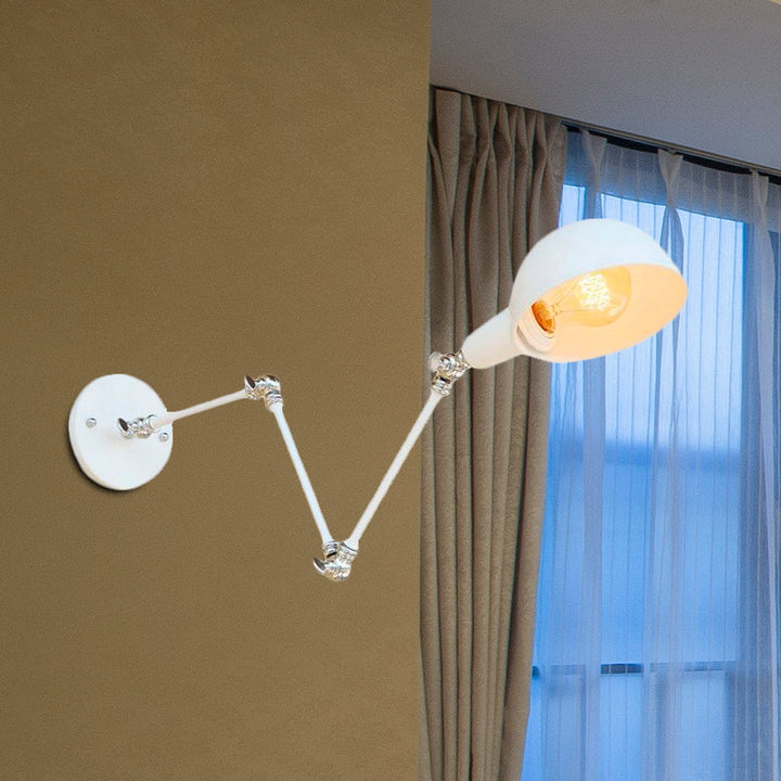 Lisslune | 1 Bulb Wall Lamp Retro Style Swivel Arm Metal Mini Wall Light in White for the Home Office