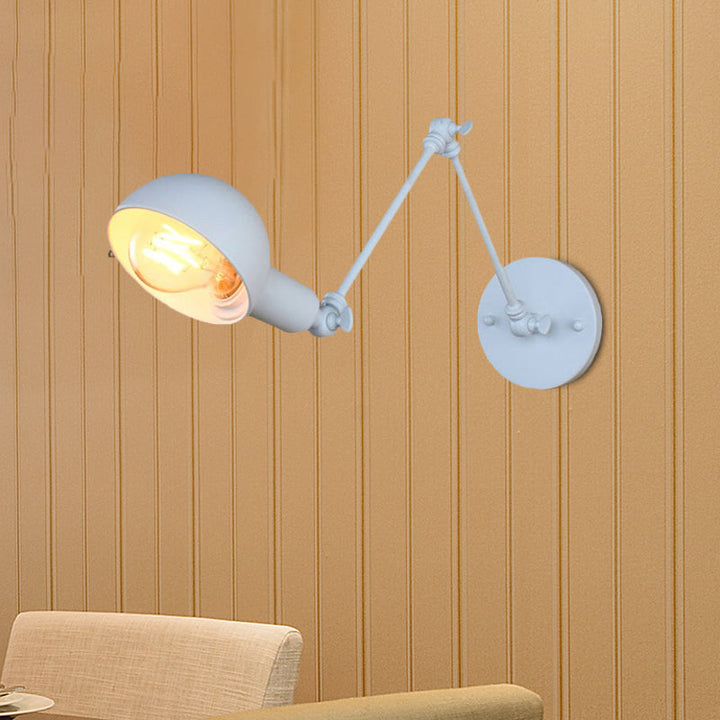 Lisslune | 1 Bulb Wall Lamp Retro Style Swivel Arm Metal Mini Wall Light in White for the Home Office