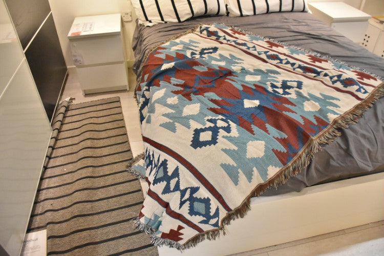 Lisslune | Chic American Geometric Cotton Blanket for Elegant Home Decoration
