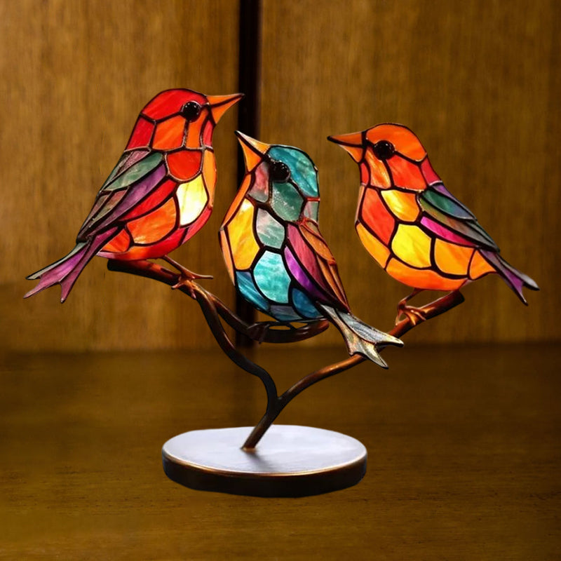 Lisslune | Birds on Branches Stained Glass Ornaments