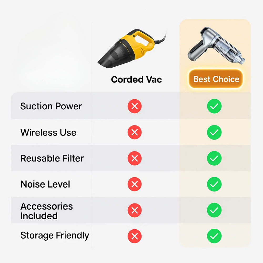 Lisslune | Car Vacuum Cleaner - Powerful and Compact Car Vac for Quick Cleaning