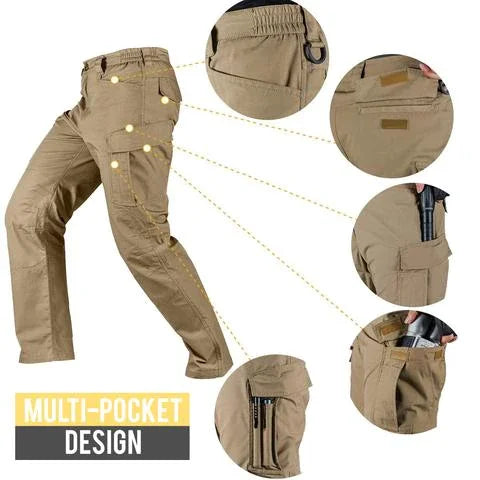 Lisslune | Outdoor Tactical Waterproof Pants Army Fan Multi-Pocket Combat Pants Ripstop Water Resistant Quick Dry Hiking Pants Cargo Pants