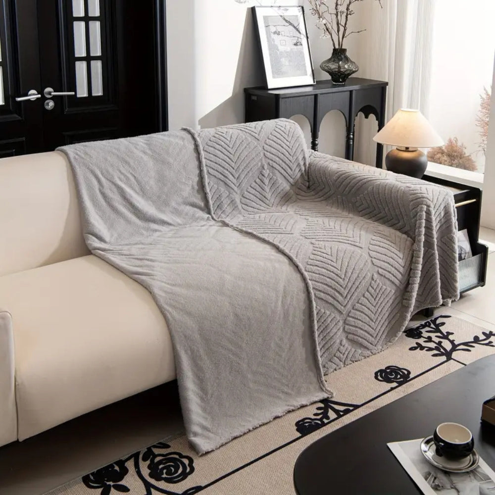 Lisslune | Herringbone Leaf Design Fleece Sofa Cover