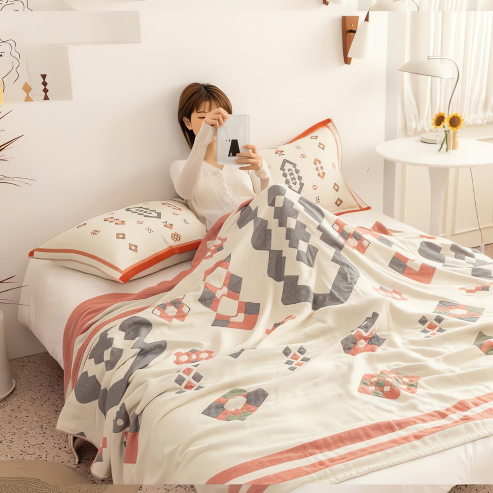 Lisslune | Chevron Design Four-Layer Cotton Blanket