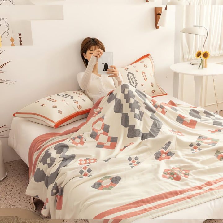 Lisslune | Chevron Design Four-Layer Cotton Blanket