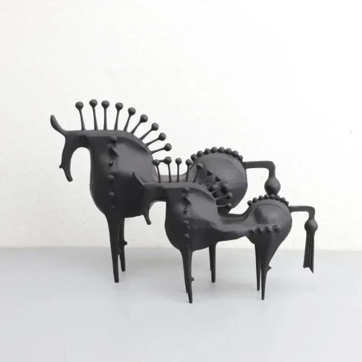 Lisslune | Black Stallion Metal Sculpture