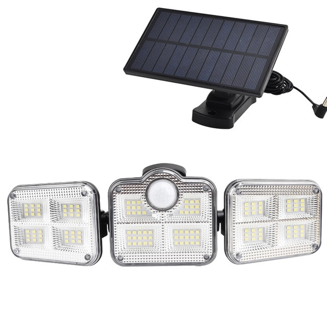 Lisslune | Solar LED Floodlight with Motion Sensor – 3-Head Outdoor Security Lighting for Garden, Driveway & Garage