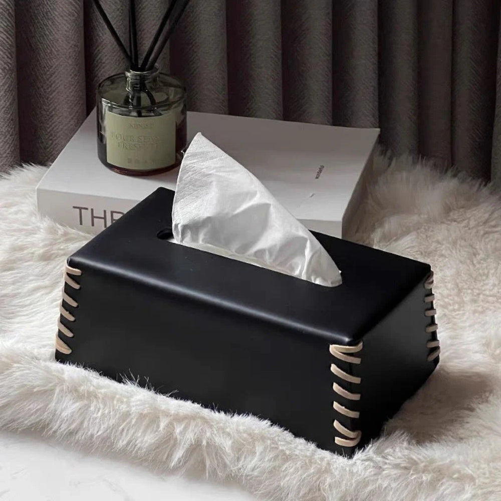 Lisslune | Stitched Leather Tissue Box Holder