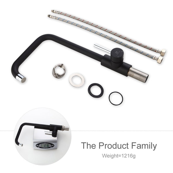 Lisslune | 2-Beam Kitchen Faucet Black 360° Rotatable Water Faucet Kitchen Faucet Sink