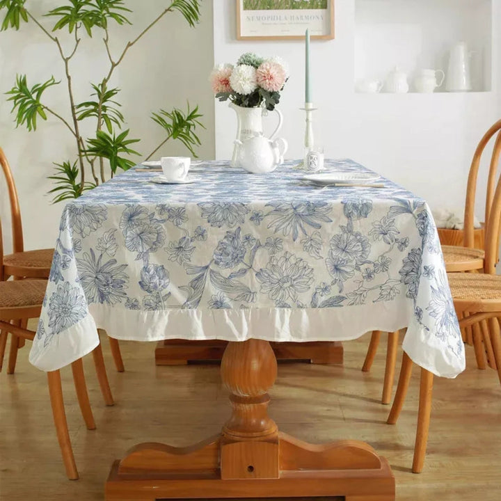 Lisslune | Delfina Blue Floral Lace Tablecloth