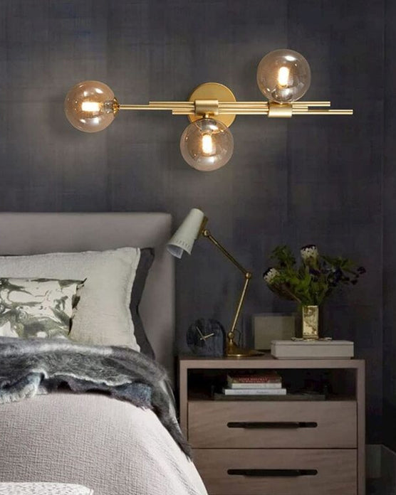 Lisslune | 3 Head Glass Ball Wall Lamp - Amber