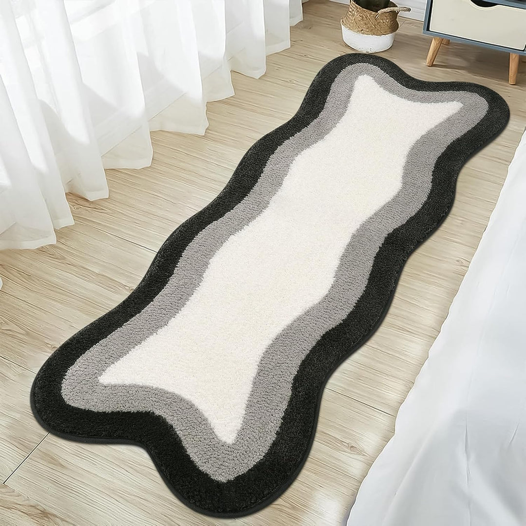Lisslune | Black Gradient Bath Mats, Carpet for Bathrooms, Cute Non-Slip Irregular Carpet for Shower Room