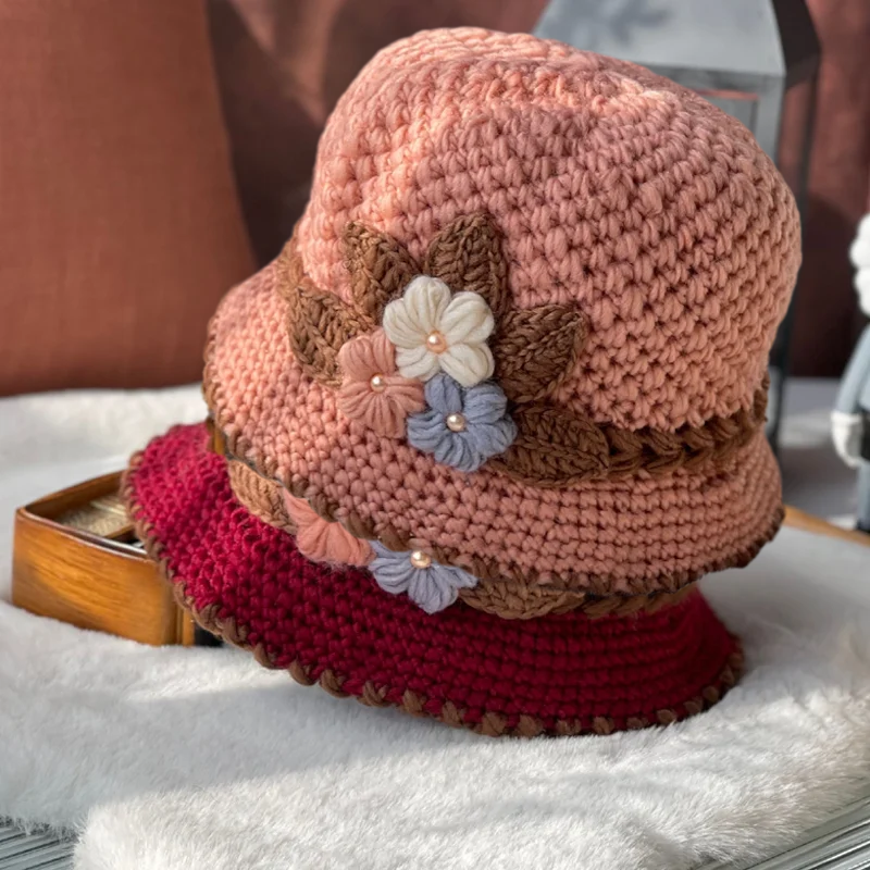 Lisslune | French Thick Women's Flower Knit Wool Hat