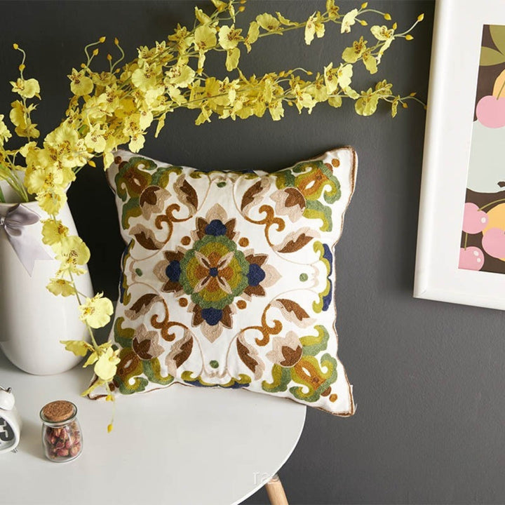 Lisslune | Fleur Classic Embroidery Square Sofa Cushion Cover