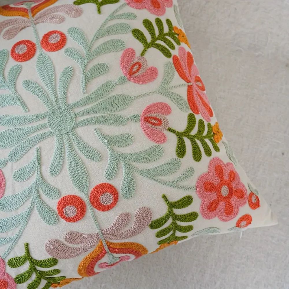 Lisslune | Ethereal Embroidery Floral Cushion Cover