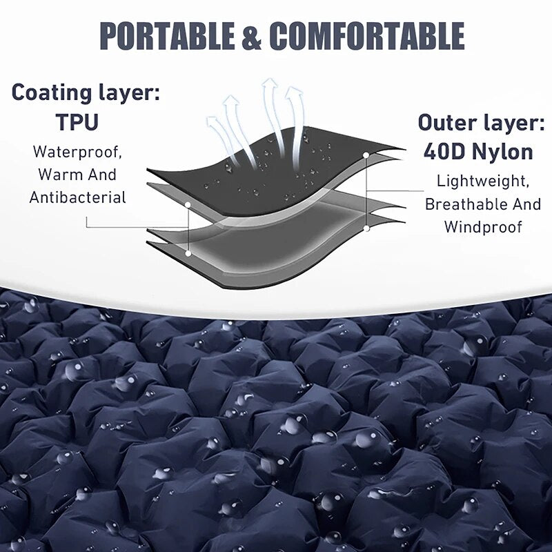Lisslune | Self Inflatable Air Mattress, Double Camping Bed with Integrated Pillows