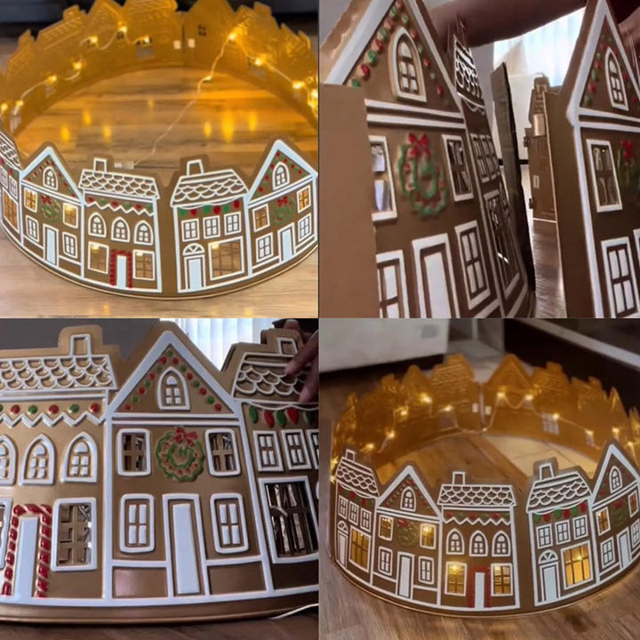 Lisslune | LED Gingerbread House Christmas Tree Collar Tree Skirt