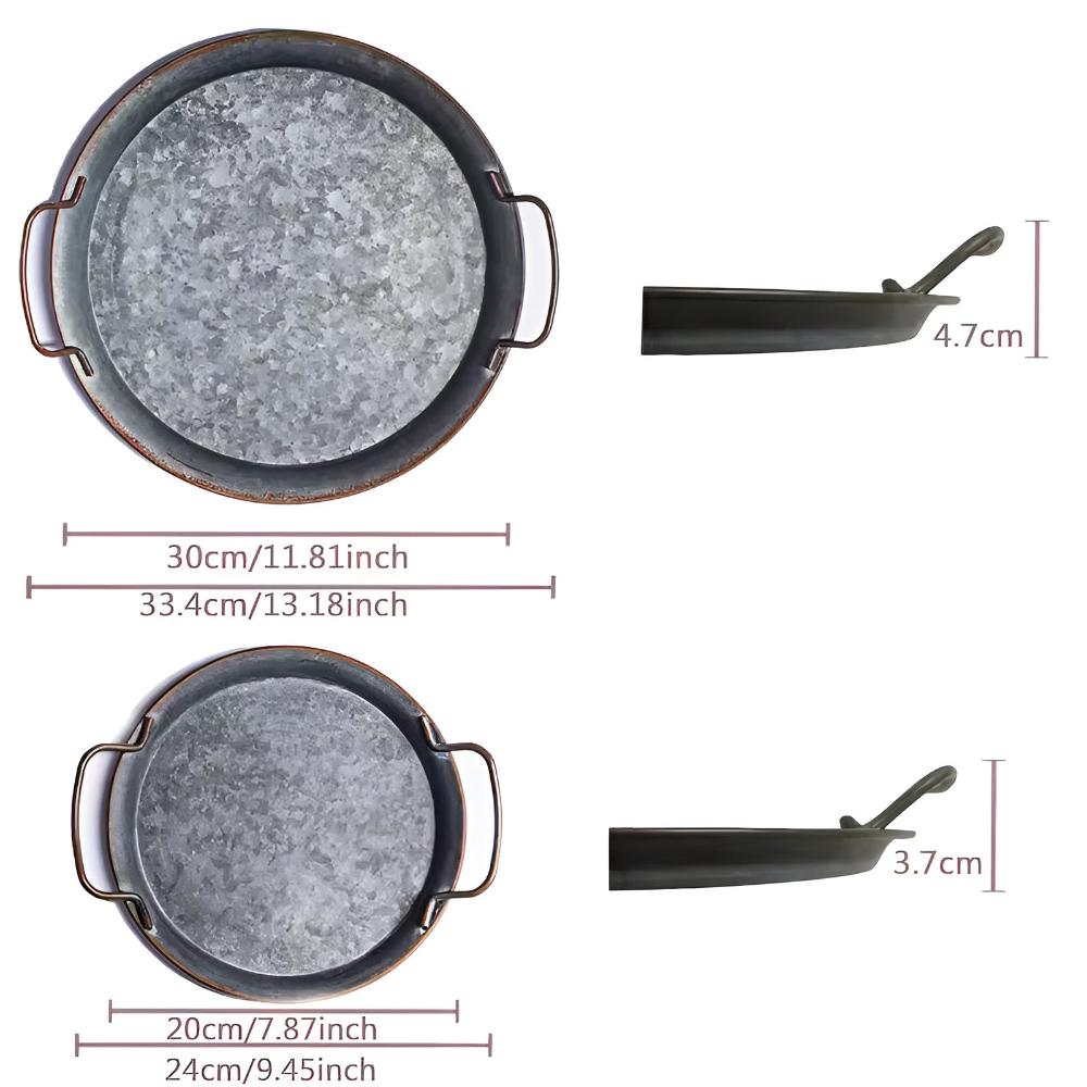 Lisslune | Retro Round Metal Dinner Serving Trays