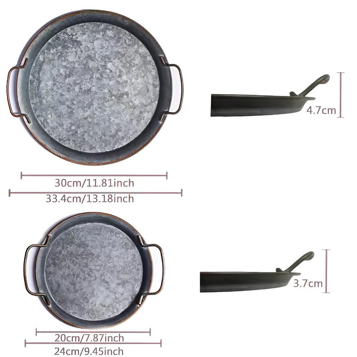 Lisslune | Retro Round Metal Dinner Serving Trays