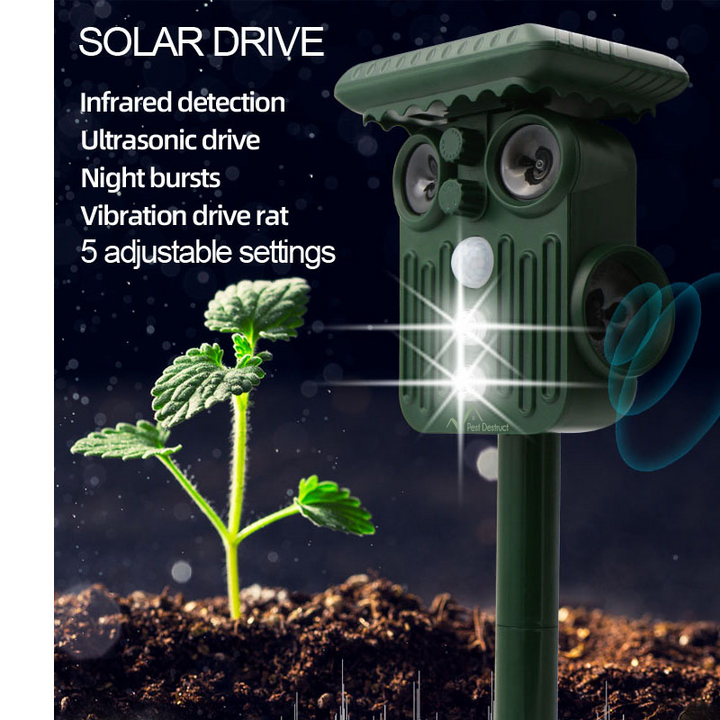 Lisslune | Ultrasonic Solar Deer Repeller | 5 Adjustable Modes. Waterproof & Eco-Friendly for Home Gardens and Yards