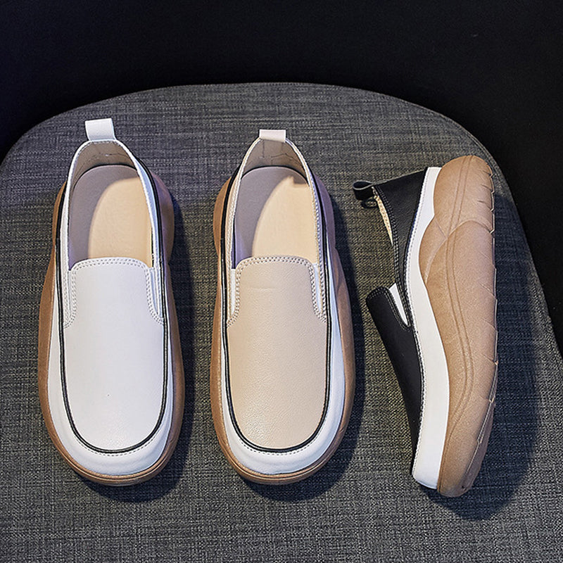 Lisslune | Thick Sole Low Cut Leather Shoes