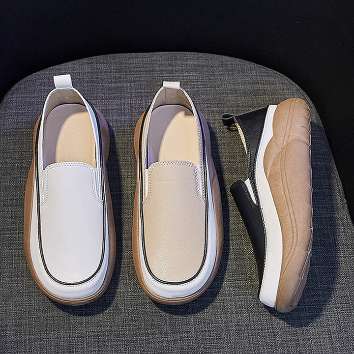 Lisslune | Thick Sole Low Cut Leather Shoes