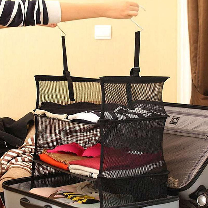 Lisslune | 3-Layers Foldable Shelf Bag Multifunctional Thick Hook Travel Wardrobe Bag Storage Shelves