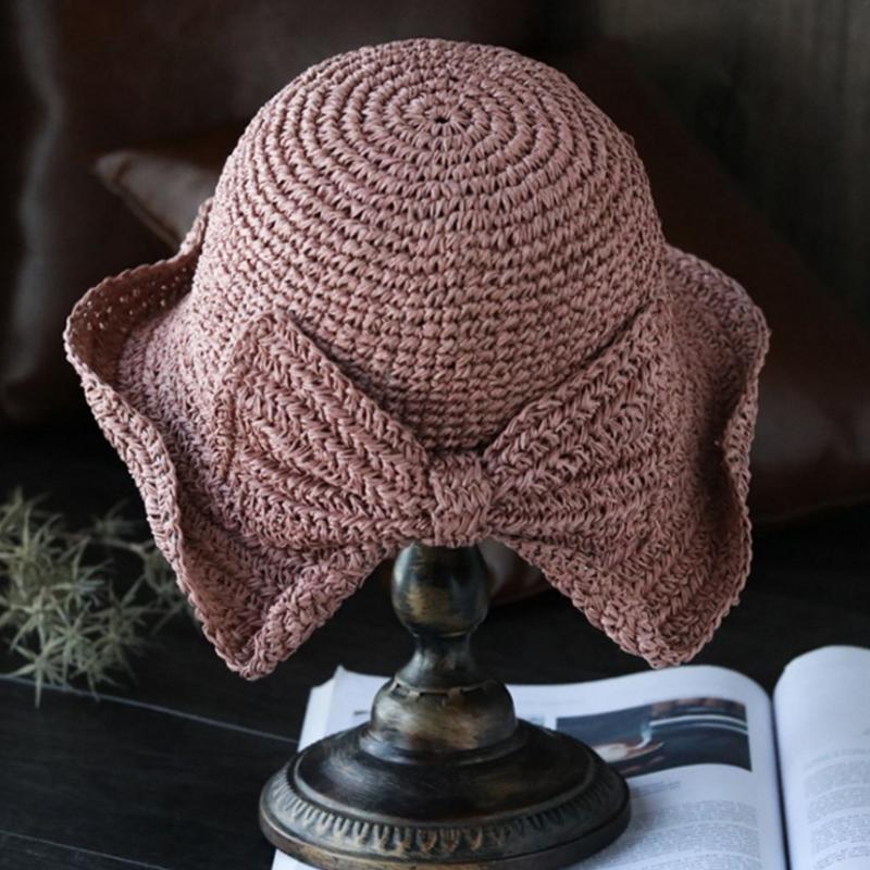 Lisslune | Retro Folding Straw Hat with Bow