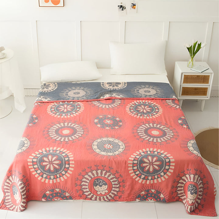Lisslune | Blossom Radiance Circle Cotton Blanket