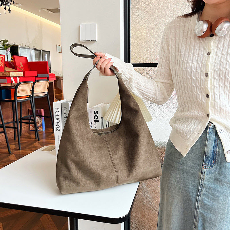 Lisslune | Suede messenger bag with large capacity
