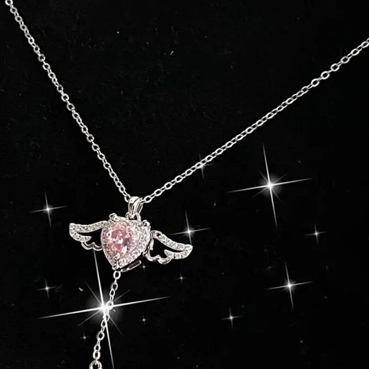 Lisslune | Pink Angel Wings Necklace
