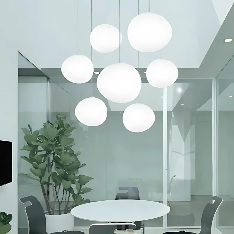 Lisslune | GloStone | Elegant Glass Pebble Pendant Light