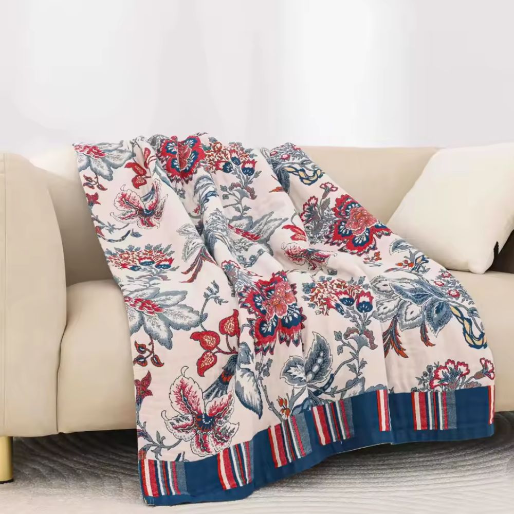 Lisslune | Retro Botanica Bliss Cotton Blanket