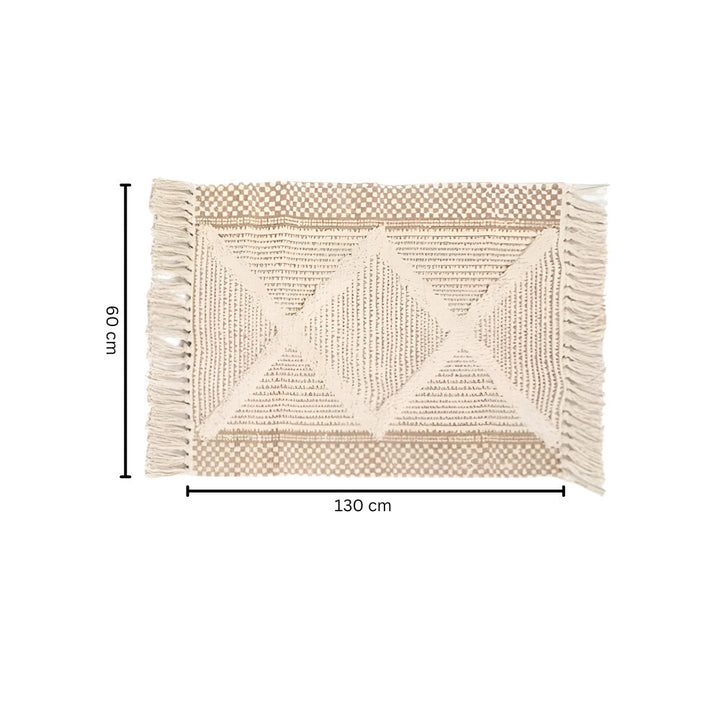 Lisslune | Beige Textured Fringe Tassel Rug