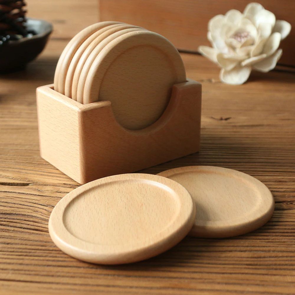 Lisslune | Japanese Style Wooden Coaster | 6pcs Set