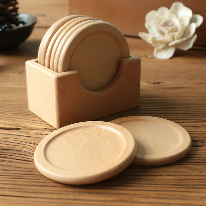 Lisslune | Japanese Style Wooden Coaster | 6pcs Set