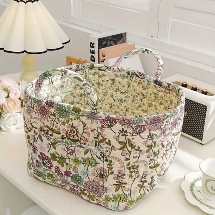 Lisslune | Delicate Floral Canvas Storage Basket