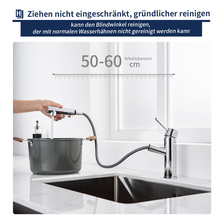 Lisslune | 120 ° swivel extendable mixer tap sink faucet brass for kitchen sinks