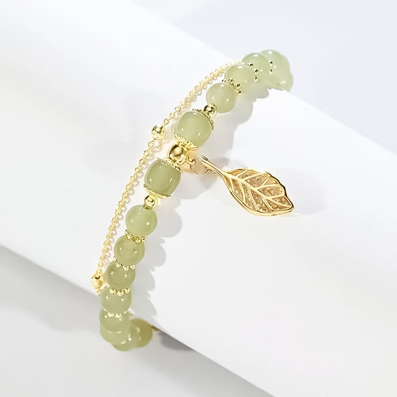 Lisslune | Hetian Jade Bracelet with Leaf