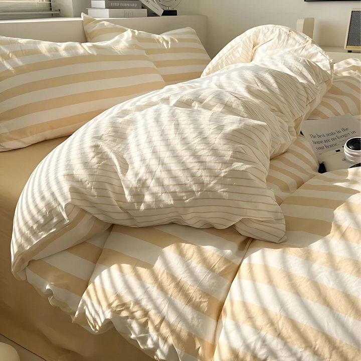 Lisslune | Elenorra Classic Striped Bedding Set 4pcs Duvet Cover Sheet