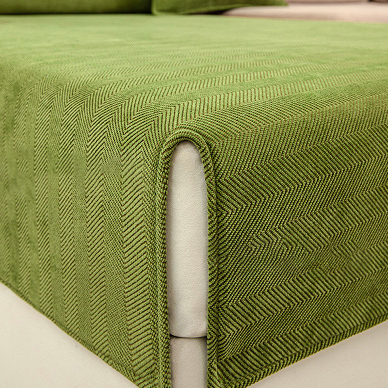 Lisslune | Wavy Check Chenille Fabric Furniture Protector Sofa Cover
