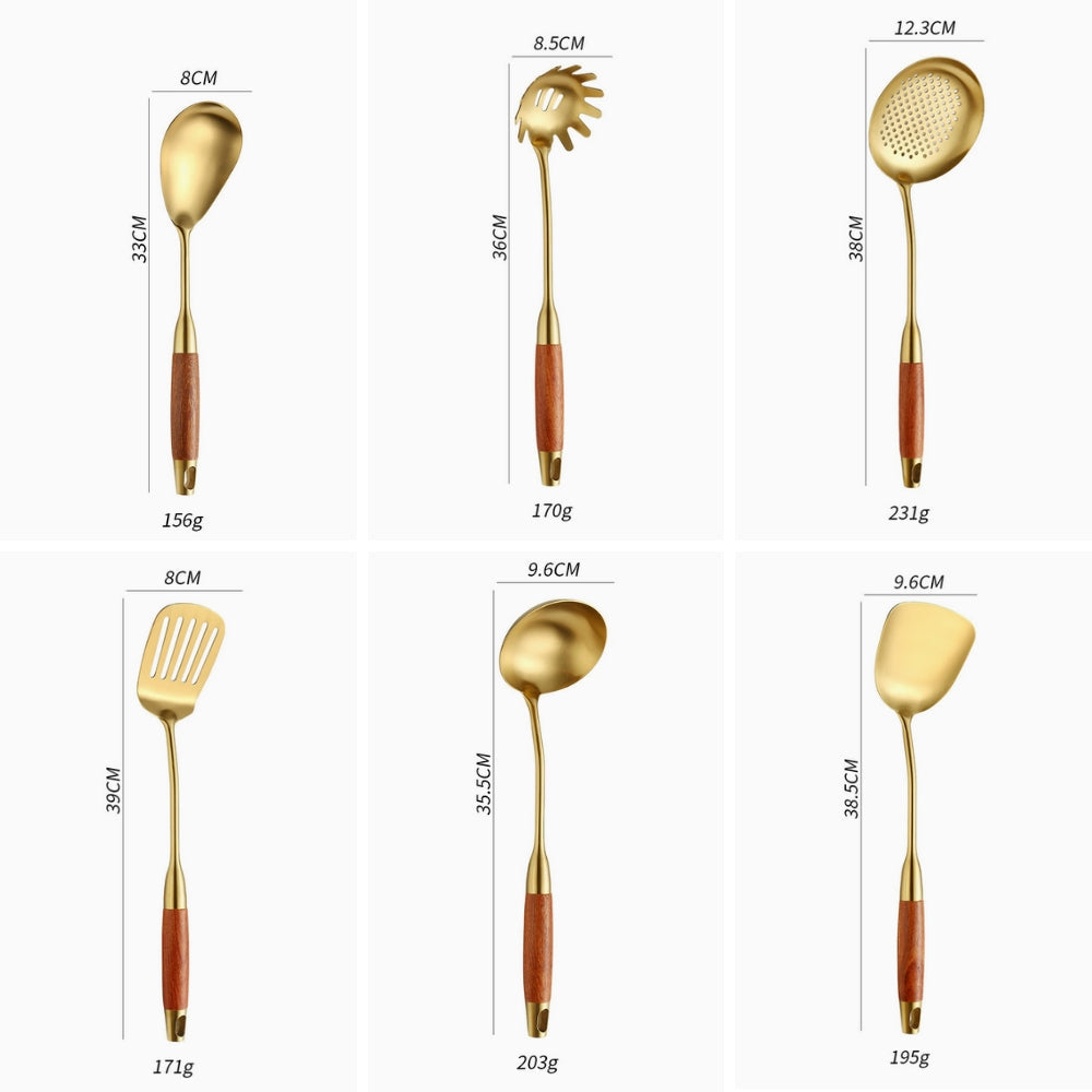 Lisslune | Chef’s Choice Golden Kitchen Utensils | 6pcs Set