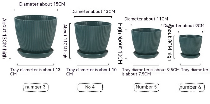 Lisslune | Flower pot with groove structure and saucer – Sturdy plastic pot for plants