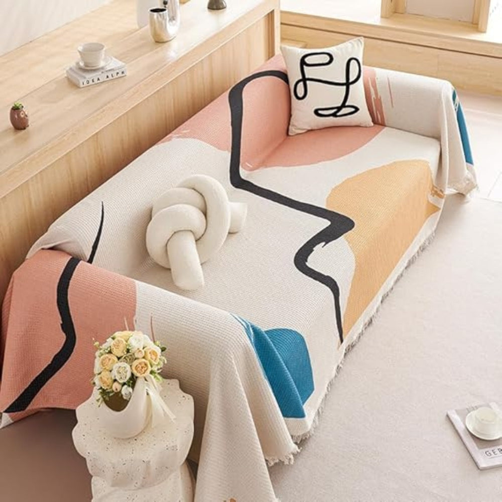 Lisslune | Lumiere Abstract Tasseled Sofa Cover