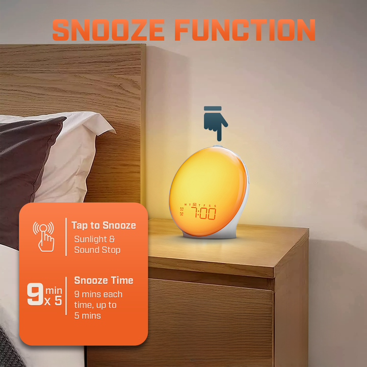 Lisslune | Wake-Up Sun Lamp Alarm Clock | Gradual Sunrise Glow & Customizable Sounds for Gentle Mornings