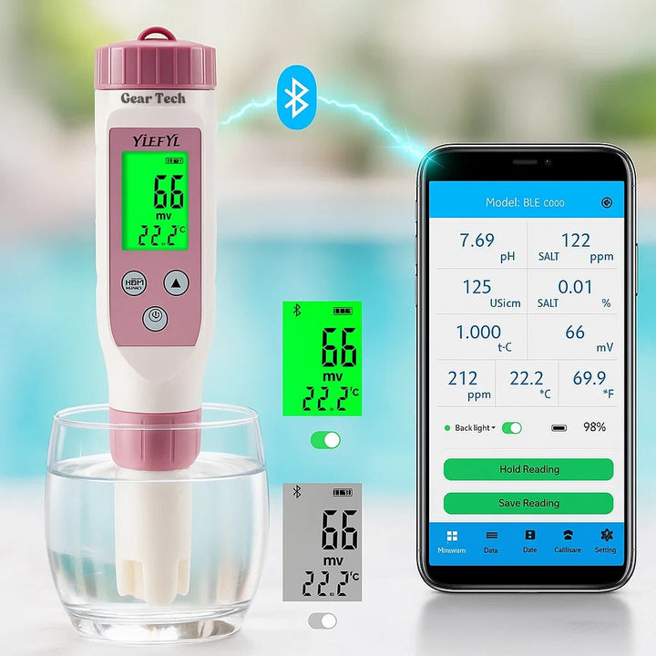 Lisslune | Digital Pool Tester – Measuring device for pH and chlorine for easy pH measurement in pool water