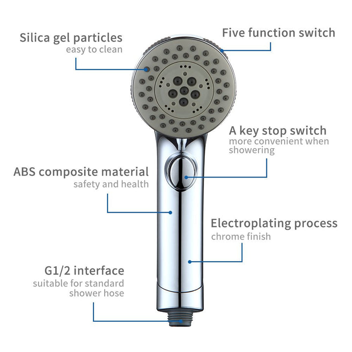 Lisslune | Showerhead 5 Mode ABS Handheld Shower with Switch for Rain Shower