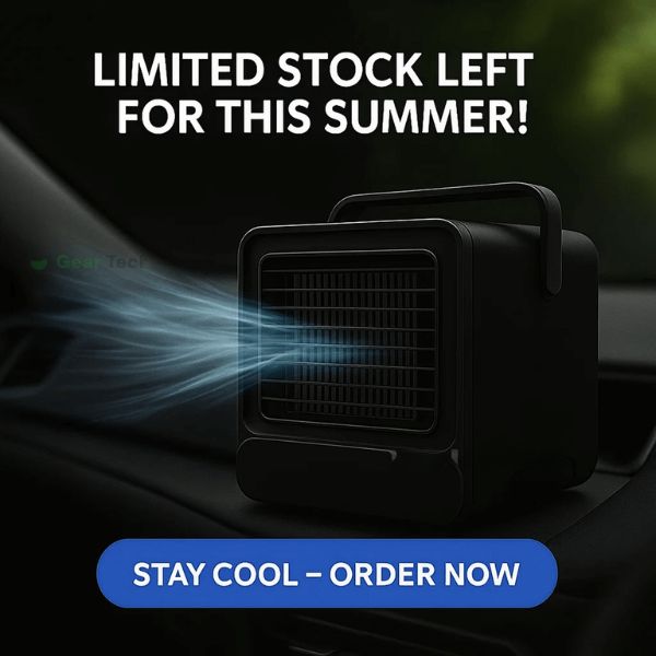 Lisslune | Portable Mini Air Conditioner | Ultra-Portable Car AC System, Quiet 4-Blade Design & Ideal for Home, Office, and Travel Use