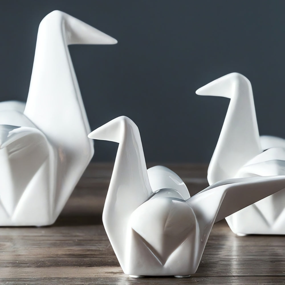 Lisslune | Origami-Inspired Ceramic Bird Statue