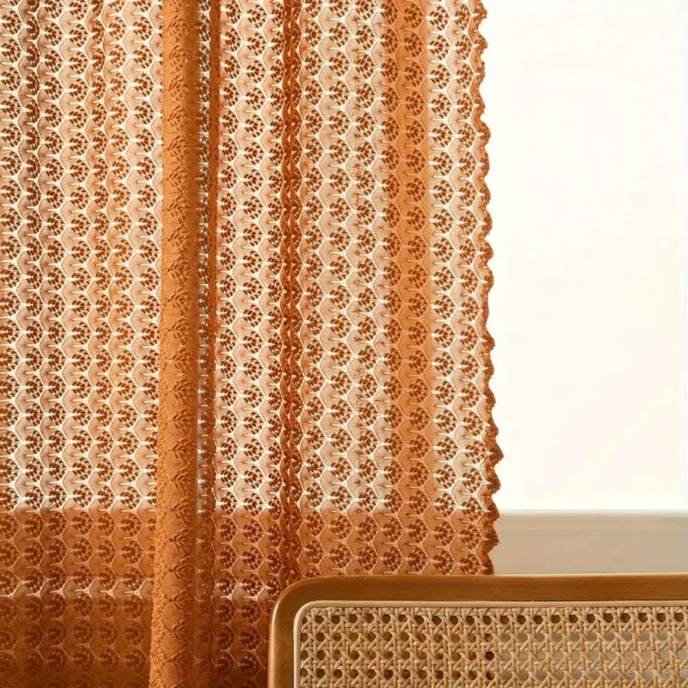 Lisslune | Amber Glow Boho Crochet Window Curtain Panel